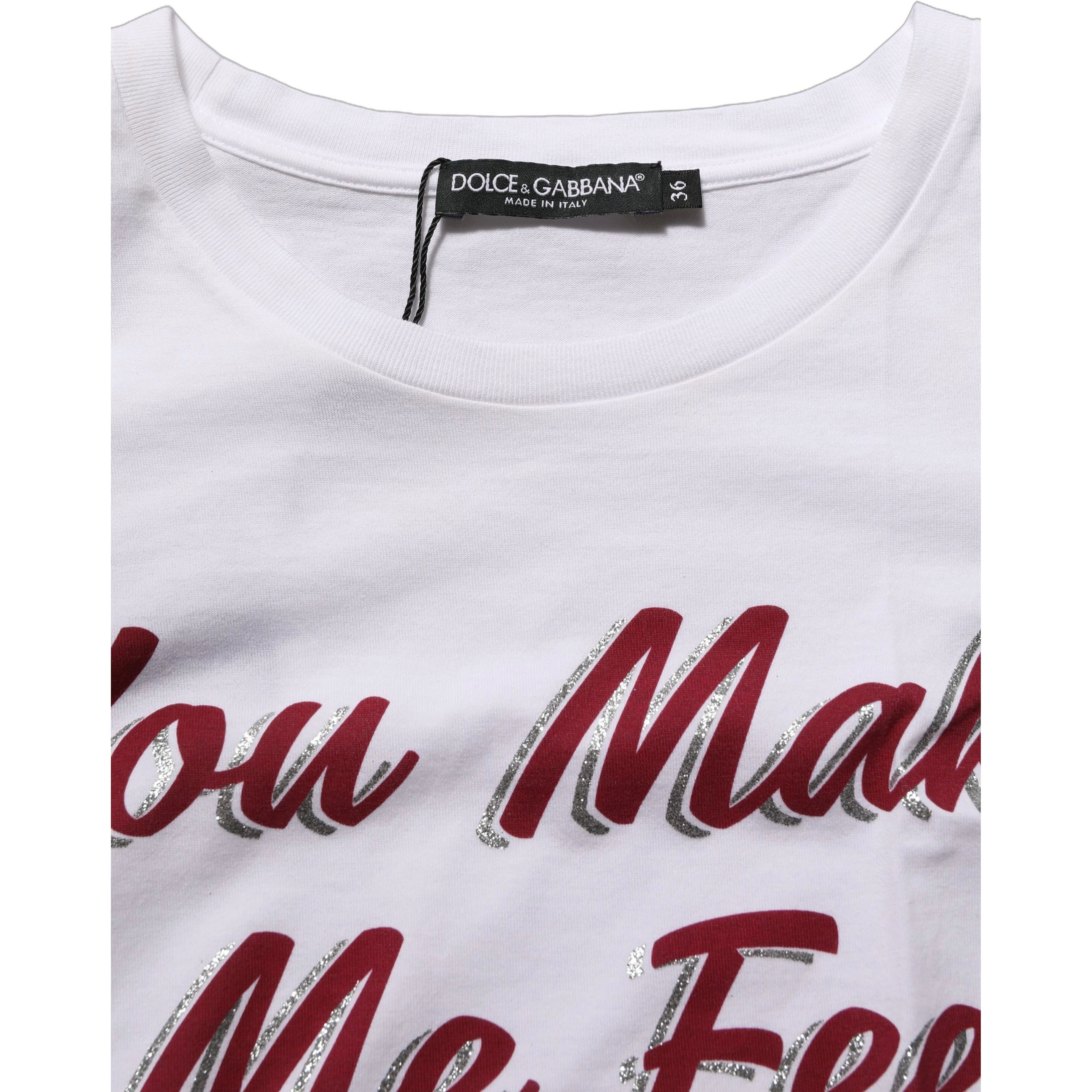 White Graphic Print Cotton Crew Neck T-shirt
