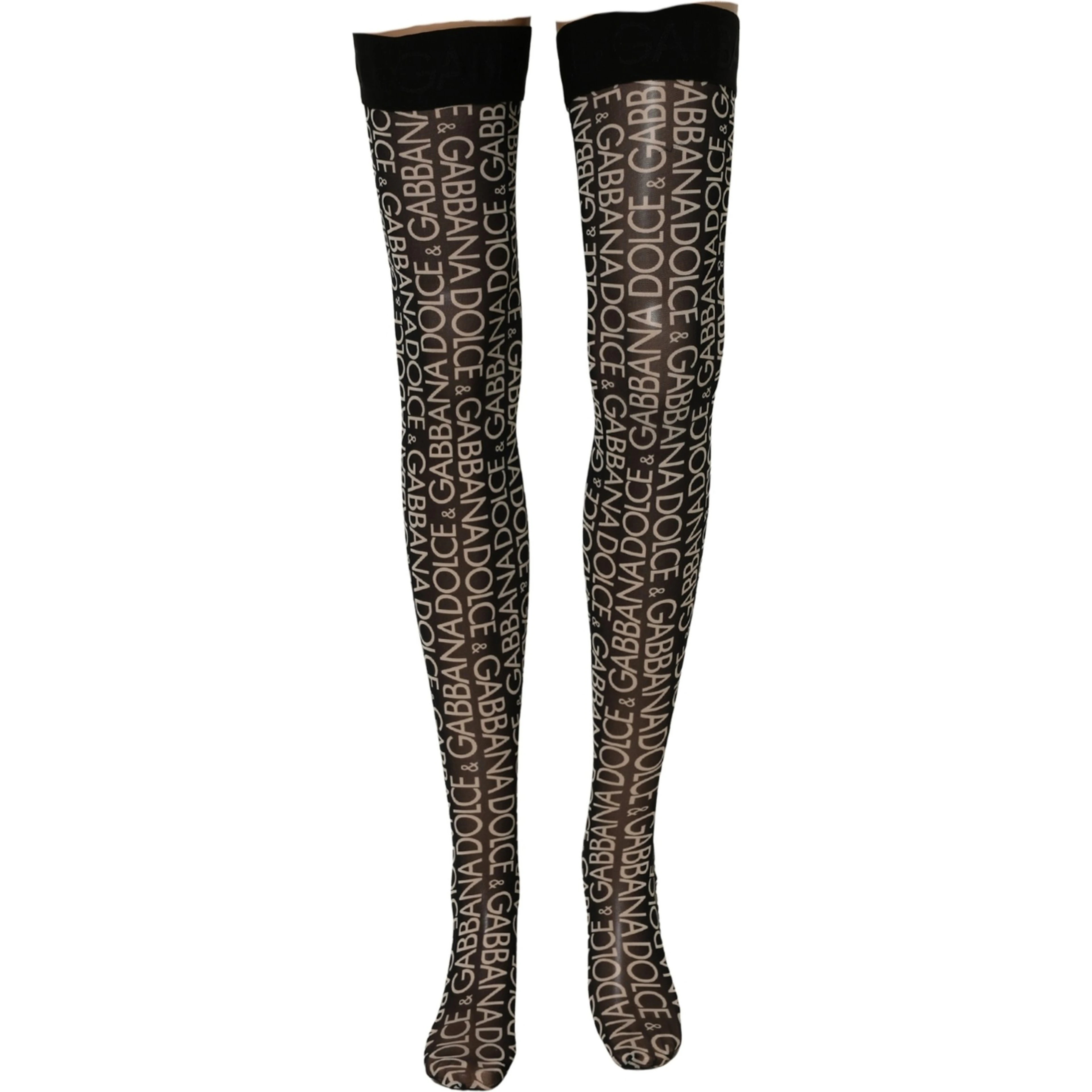 Black Sheer Logo Monogram High Stockings Socks