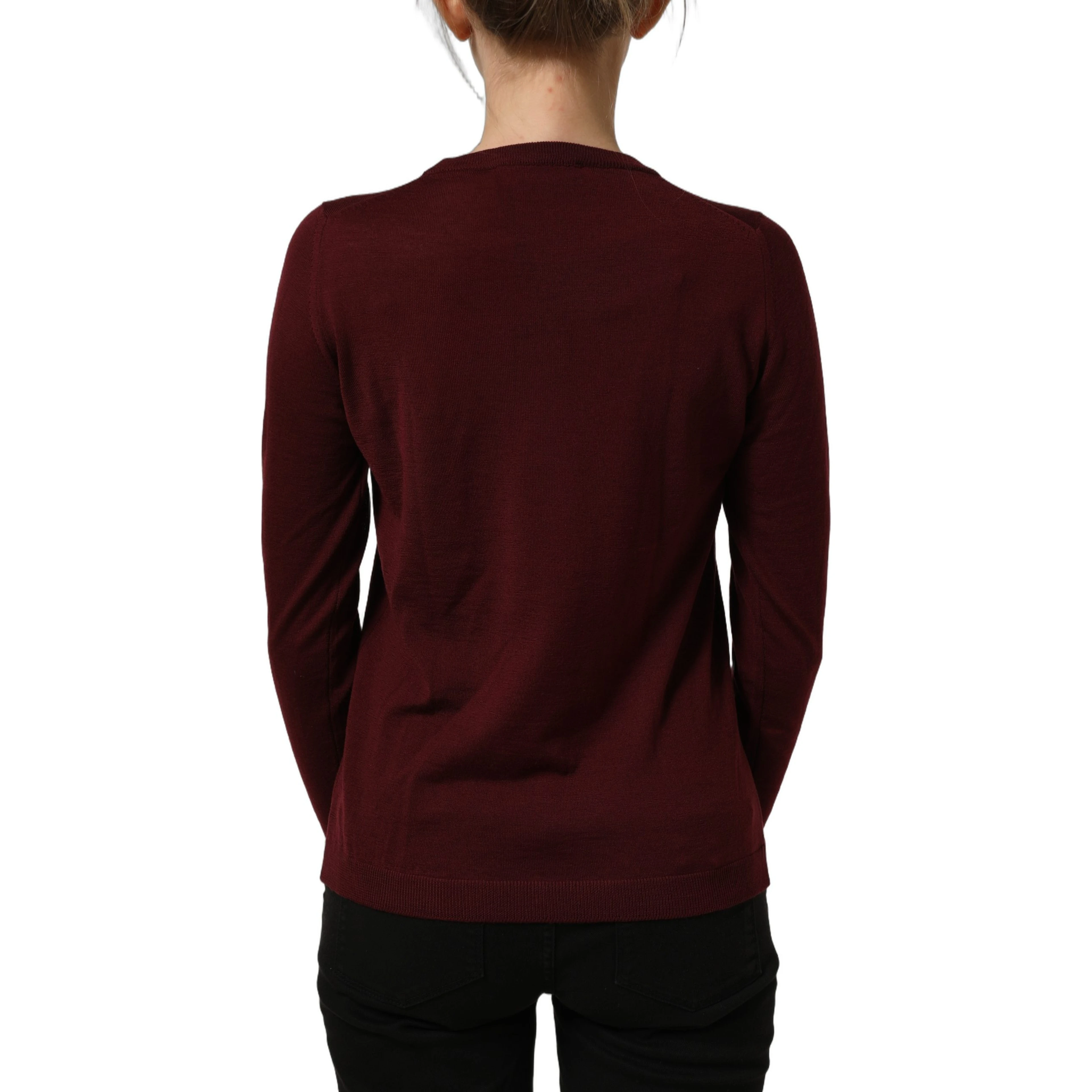 Maroon Wool Knitted CrewNeck Pullover Sweater