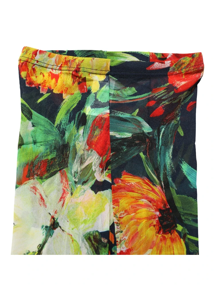 Black Floral Print Tights Sheer Stockings Socks