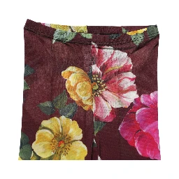 Maroon Floral Print Tights Sheer Stockings Socks