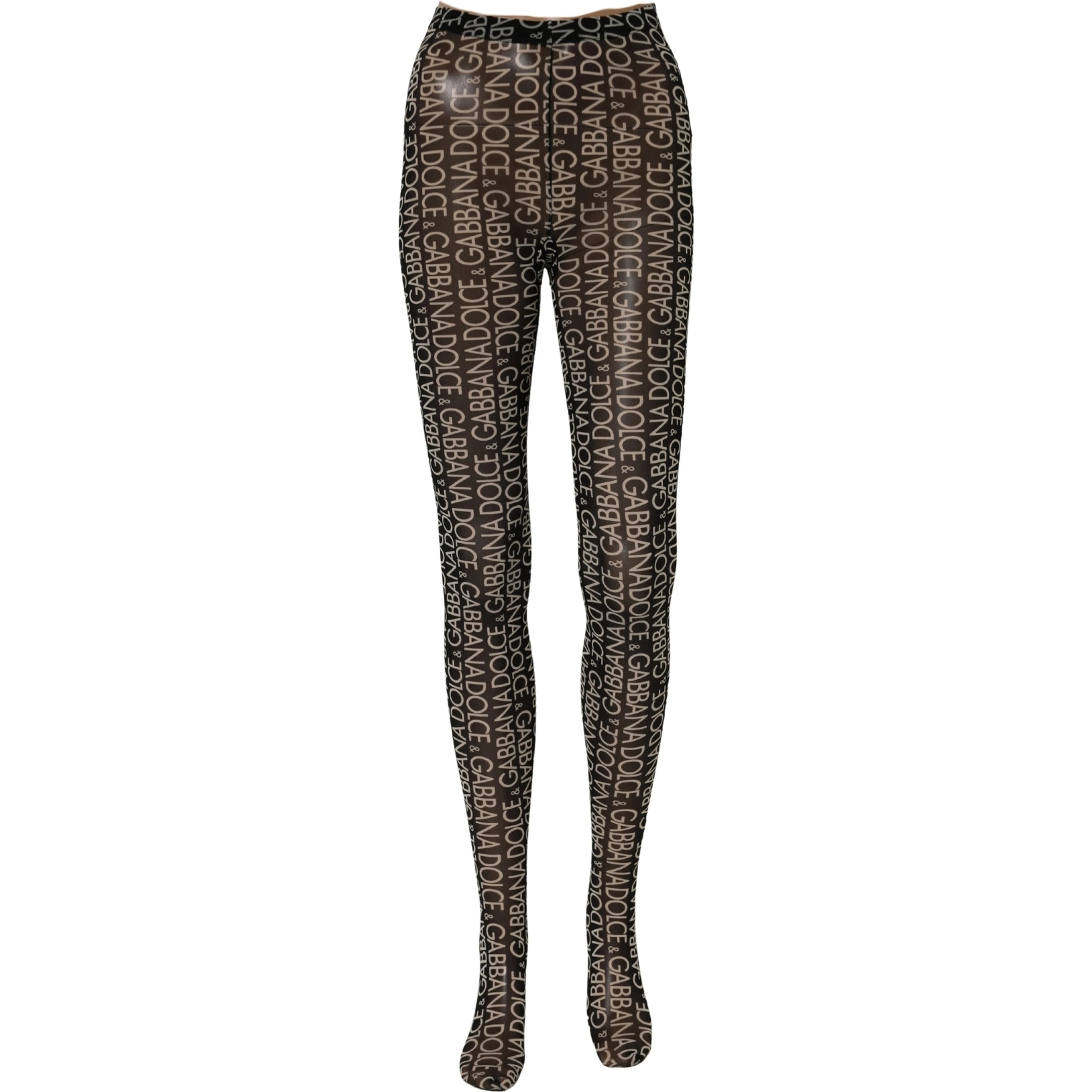 Black White All Over Print Sheer Stretch Tights Socks