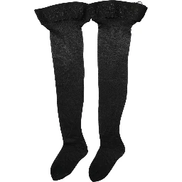 Black Nylon Logo Calf Long Women Accessory Socks