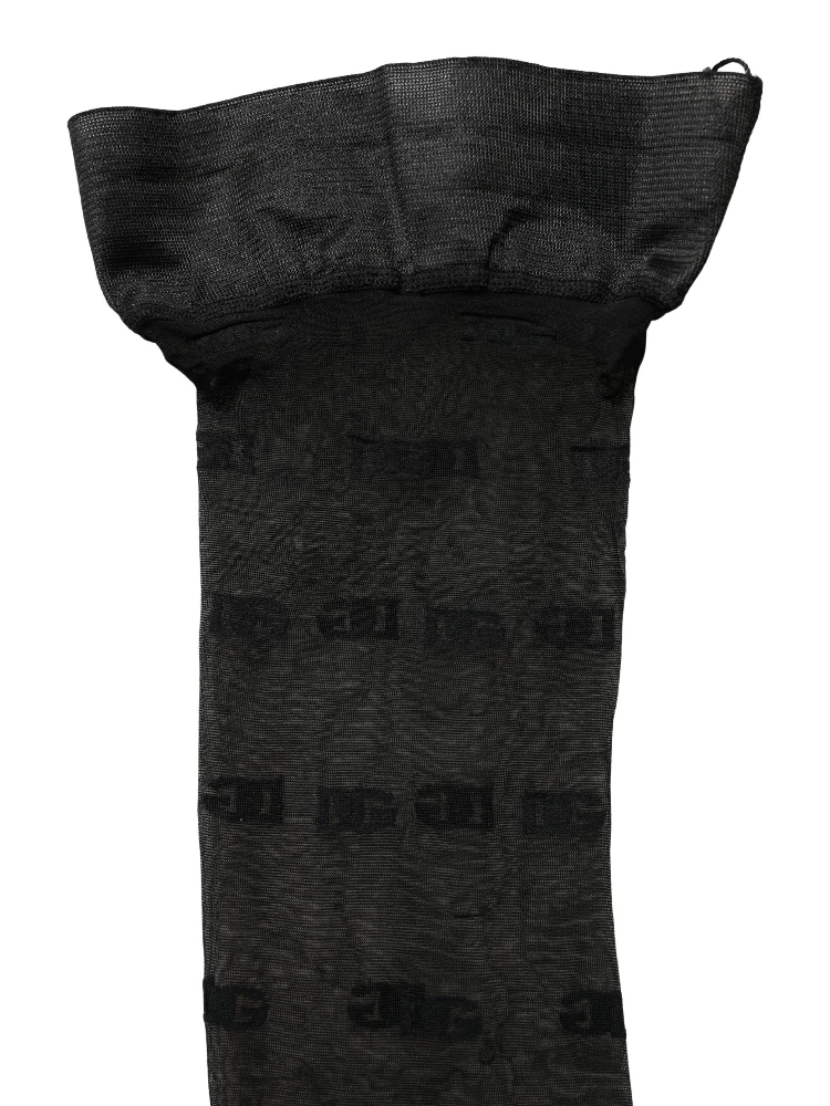 Black Sheer Logo Monogram Tights Stockings Socks