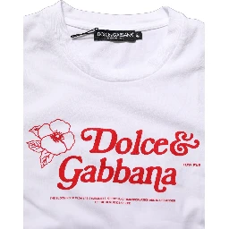 White Floral Logo Print Crew Neck T-shirt