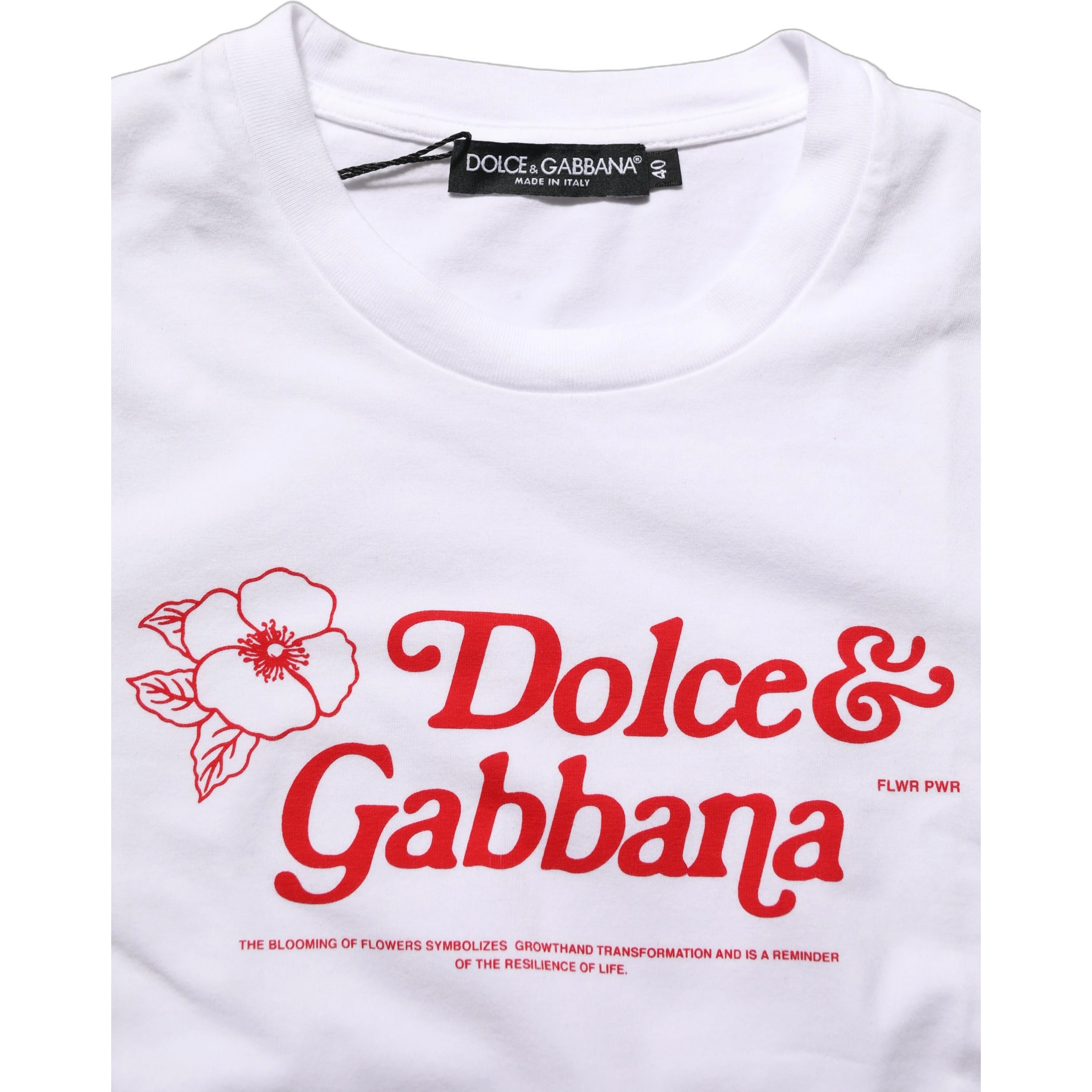 White Floral Logo Print Crew Neck T-shirt
