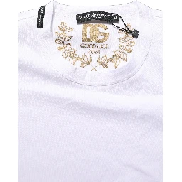 White Cotton Crew Neck Short Sleeves T-shirt