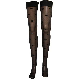 Black Sheer Logo Monogram Tights Stockings Socks