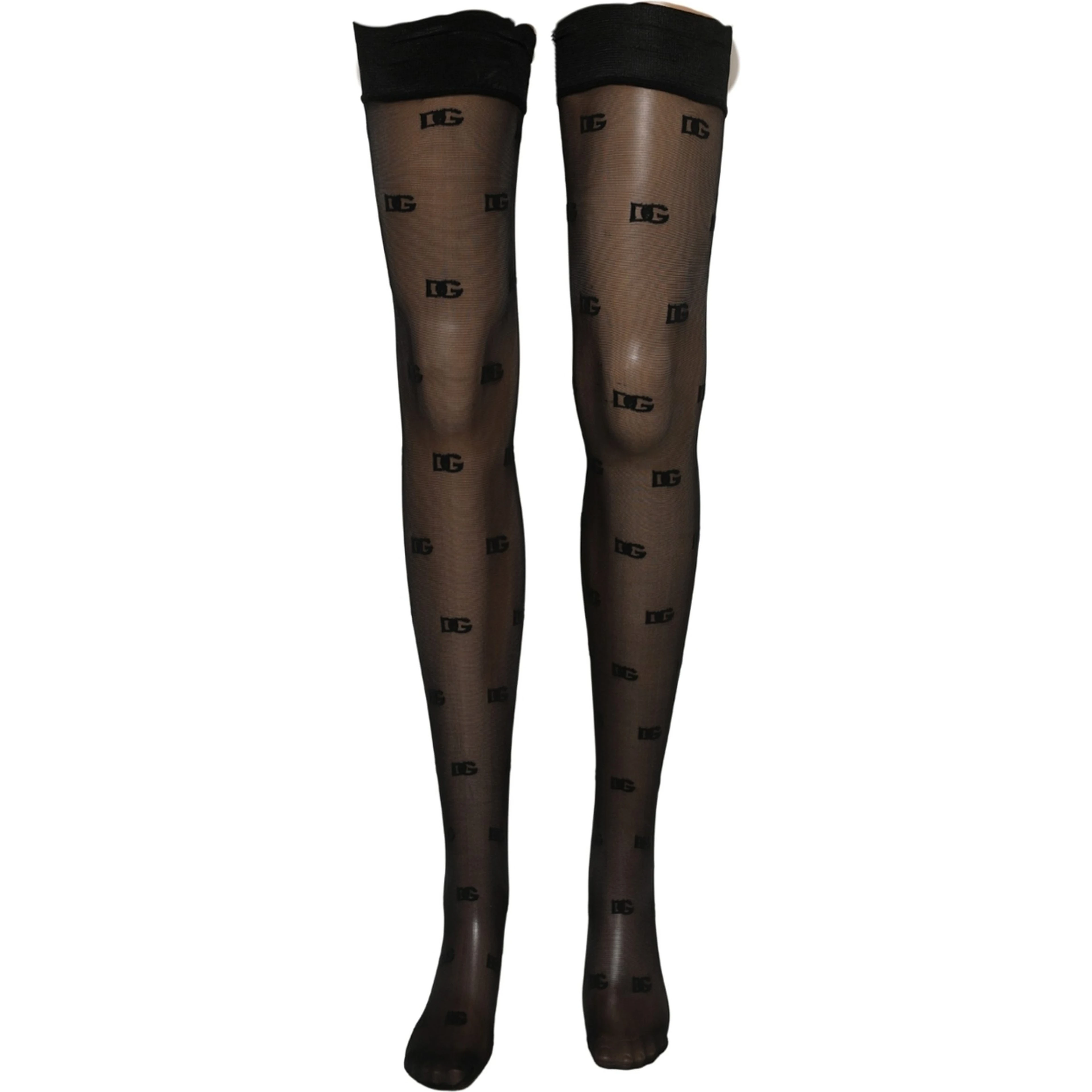 Black Sheer Logo Monogram Tights Stockings Socks