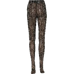 Black White All Over Print Sheer Stretch Tights Socks