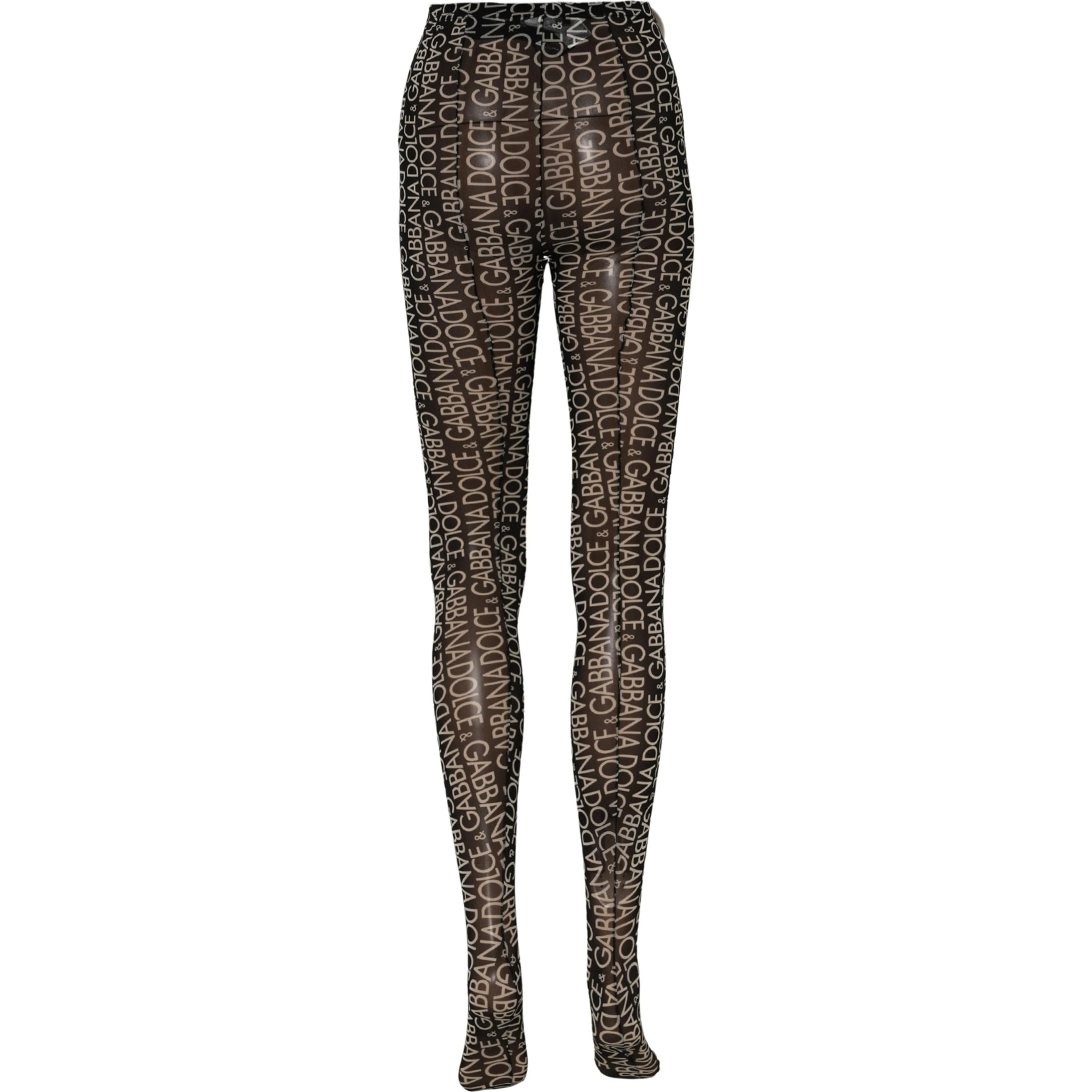 Black White All Over Print Sheer Stretch Tights Socks