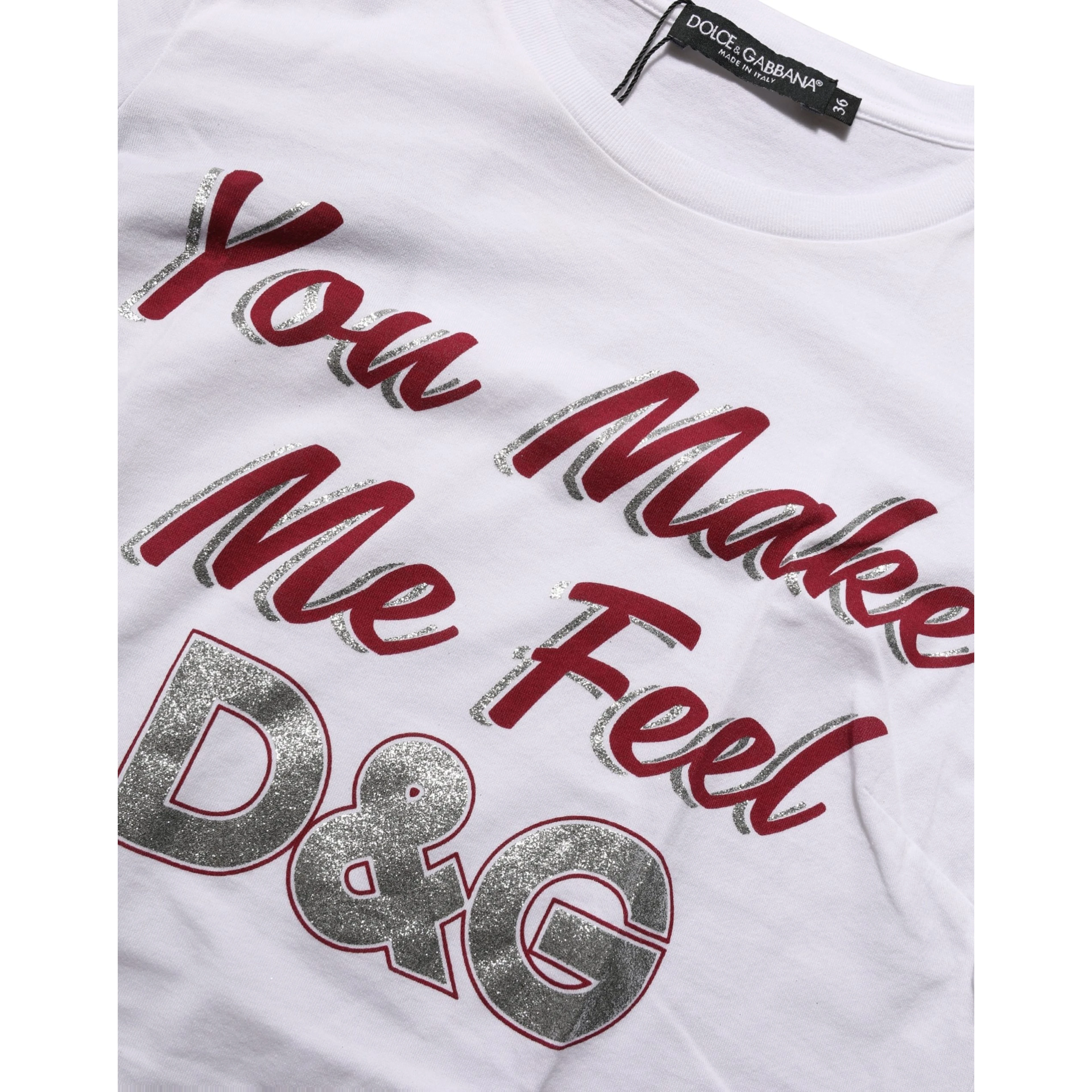 White Graphic Print Cotton Crew Neck T-shirt