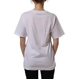 White Cotton Gold DG Logo Crew Neck T-shirt