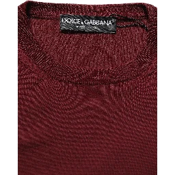 Maroon Wool Knitted CrewNeck Pullover Sweater