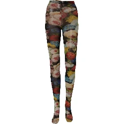 Black Floral Print Tights Sheer Stockings Socks