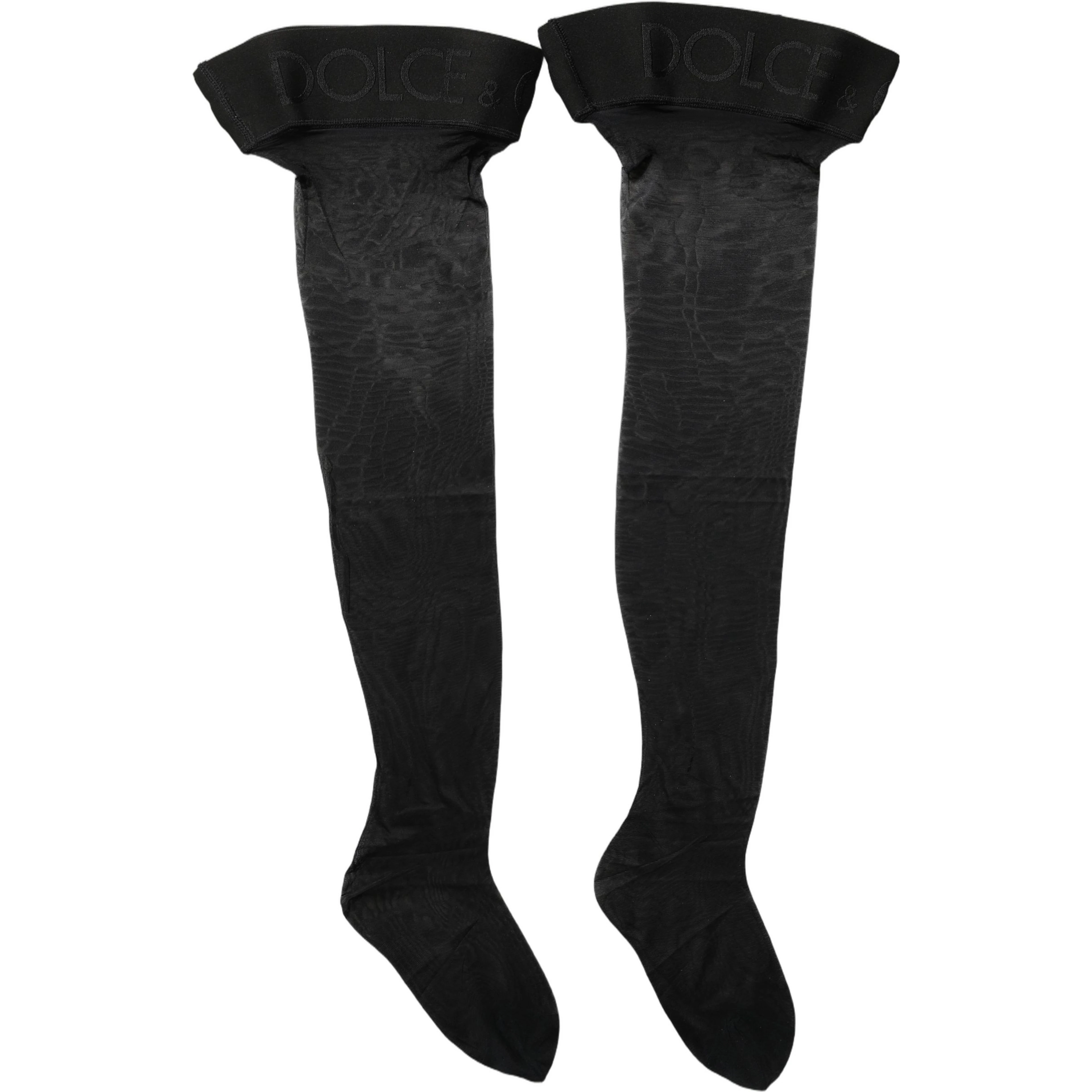 Black Nylon Logo Calf Long Women Accessory Socks
