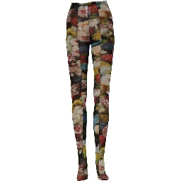 Black Floral Print Tights Sheer Stockings Socks