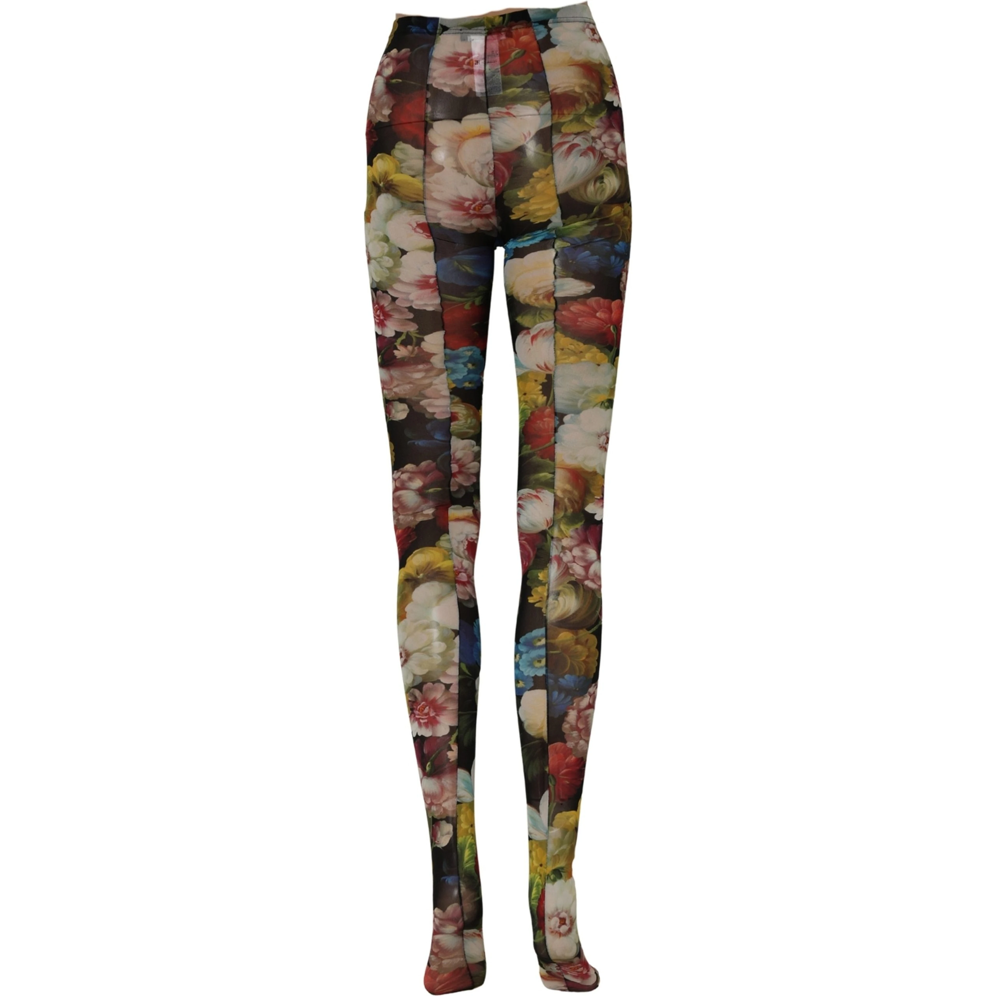 Black Floral Print Tights Sheer Stockings Socks