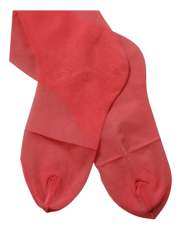 Red Nylon Mesh Sheer Calf Long Accessory Socks