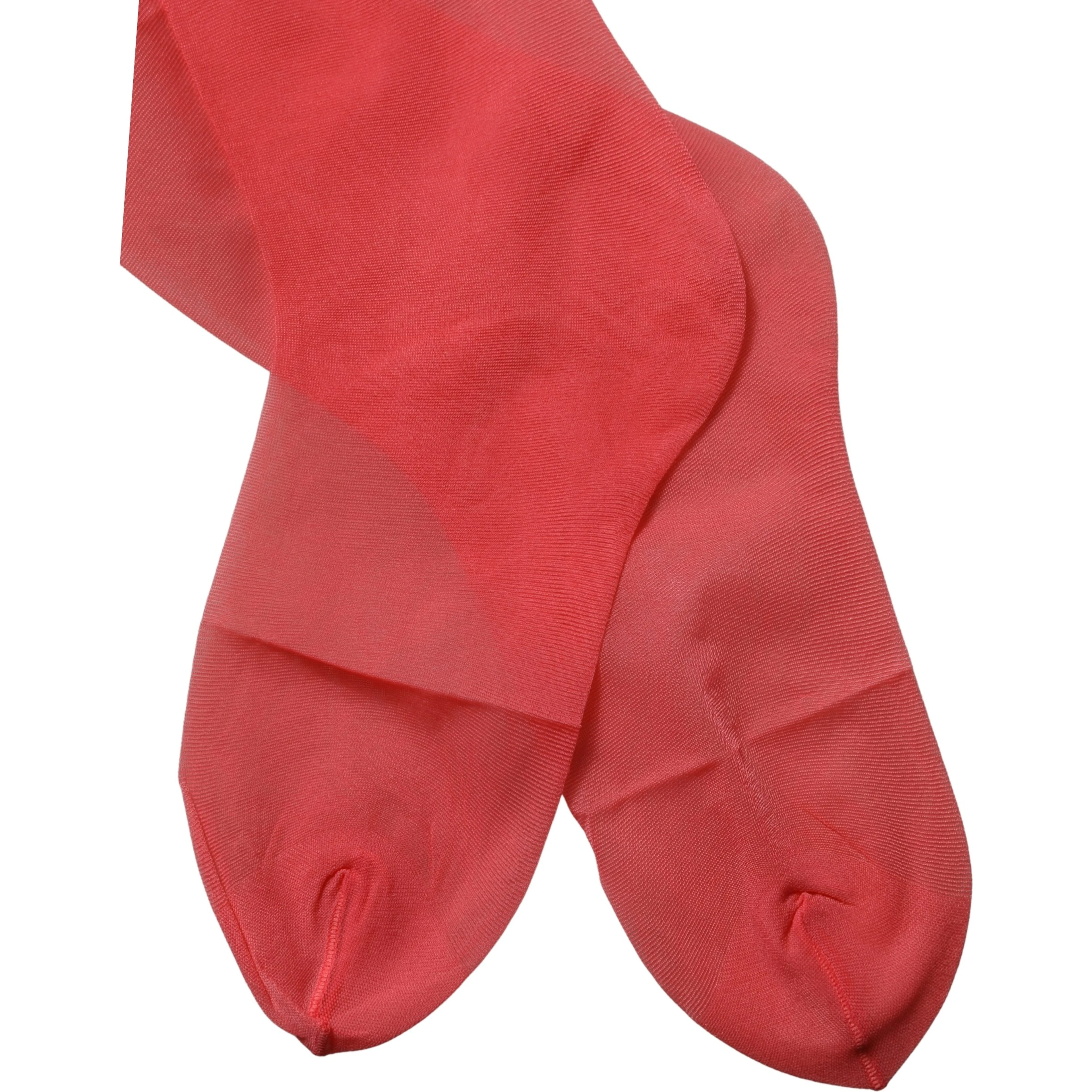 Red Nylon Mesh Sheer Calf Long Accessory Socks