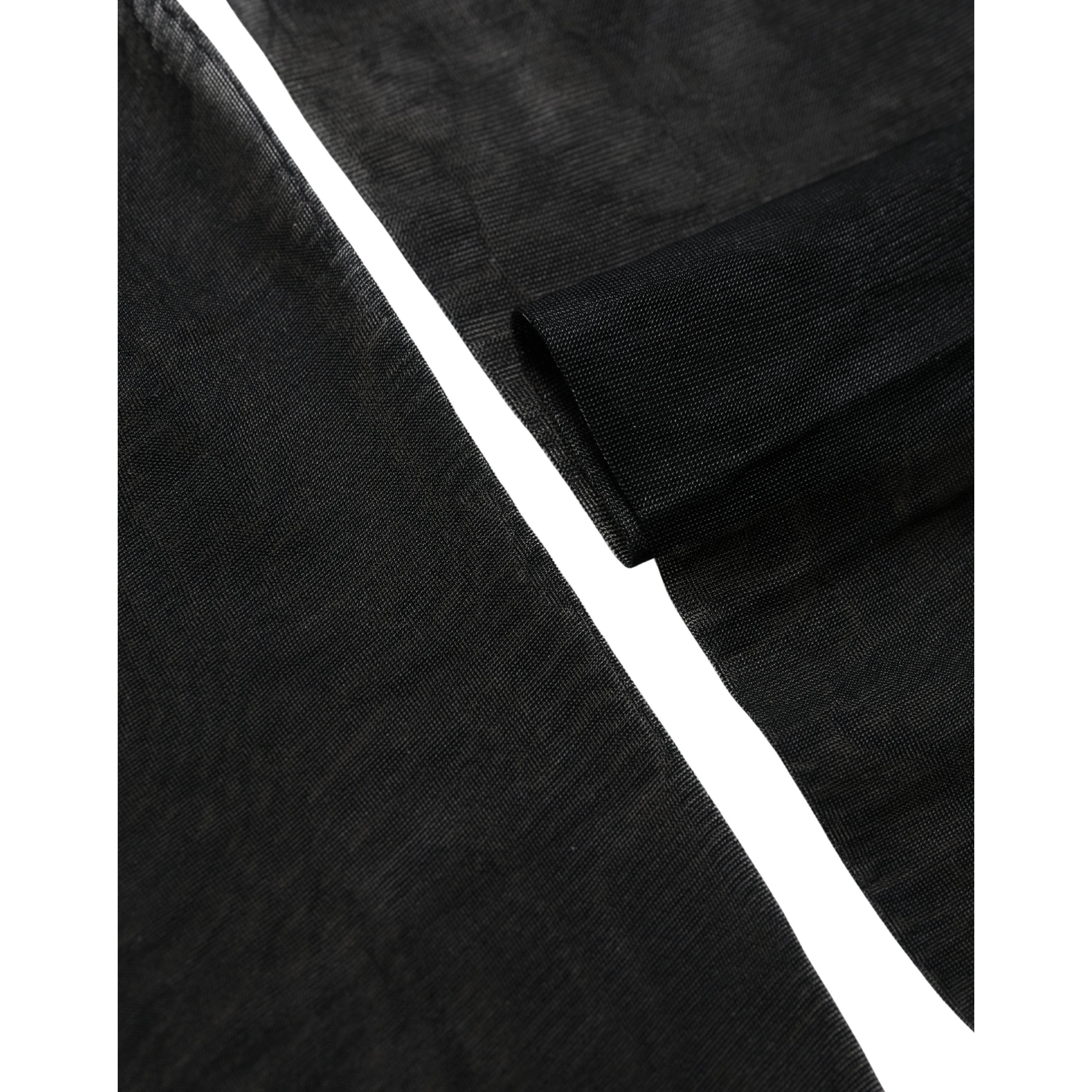 Black Nylon Logo Calf Long Women Accessory Socks