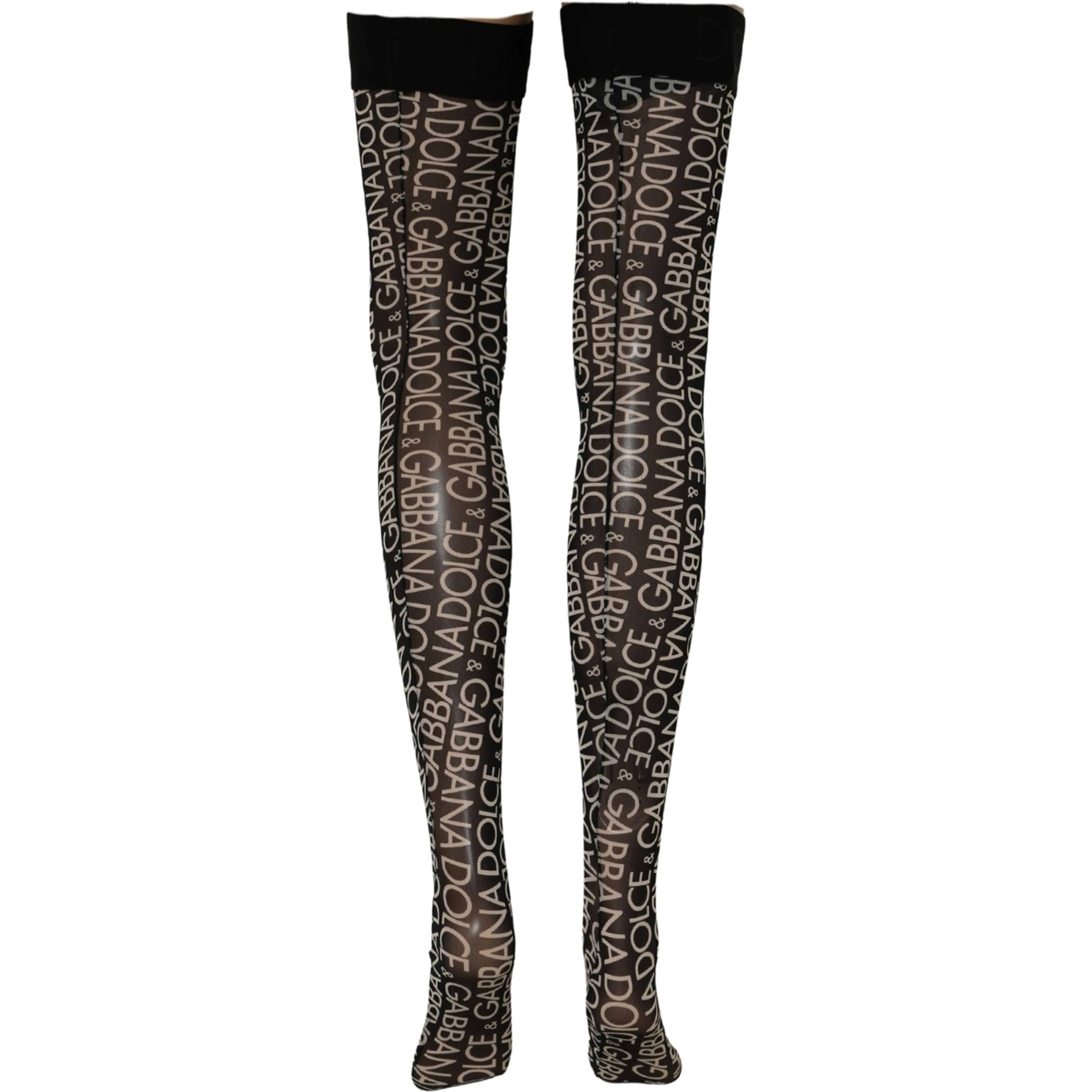 Black Sheer Logo Monogram High Stockings Socks