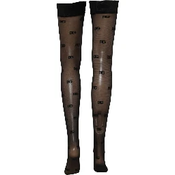 Black Sheer Logo Monogram Tights Stockings Socks