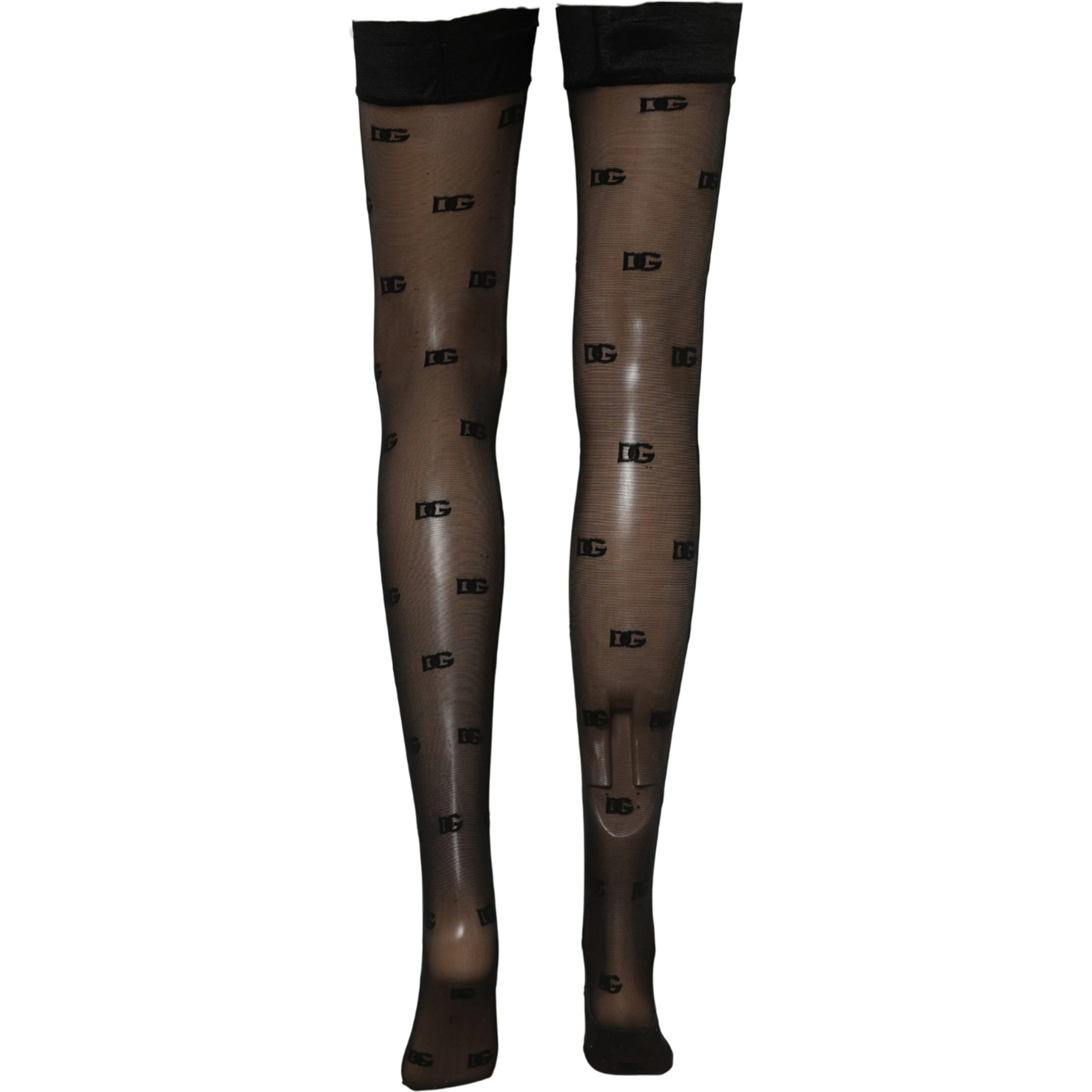 Black Sheer Logo Monogram Tights Stockings Socks