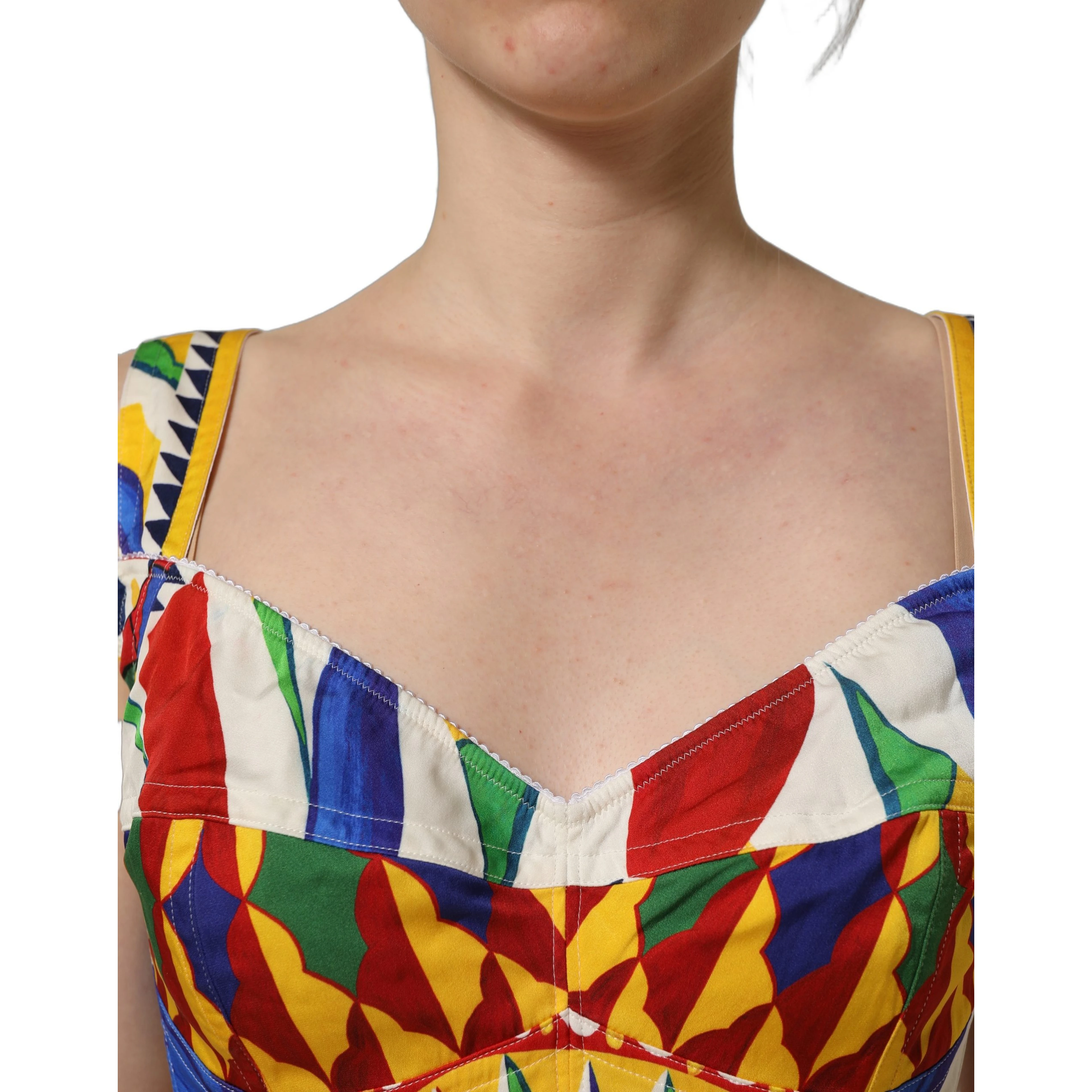 Multicolor Silk Carretto Print Cropped Tank Top