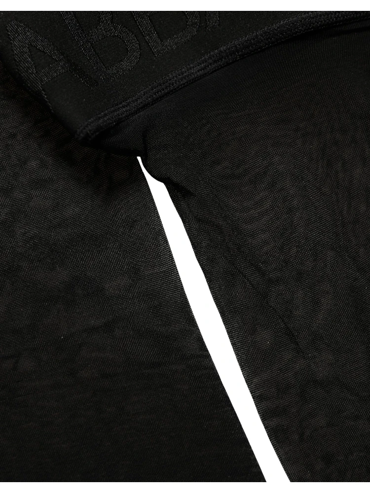 Black Nylon Logo Calf Long Women Accessory Socks