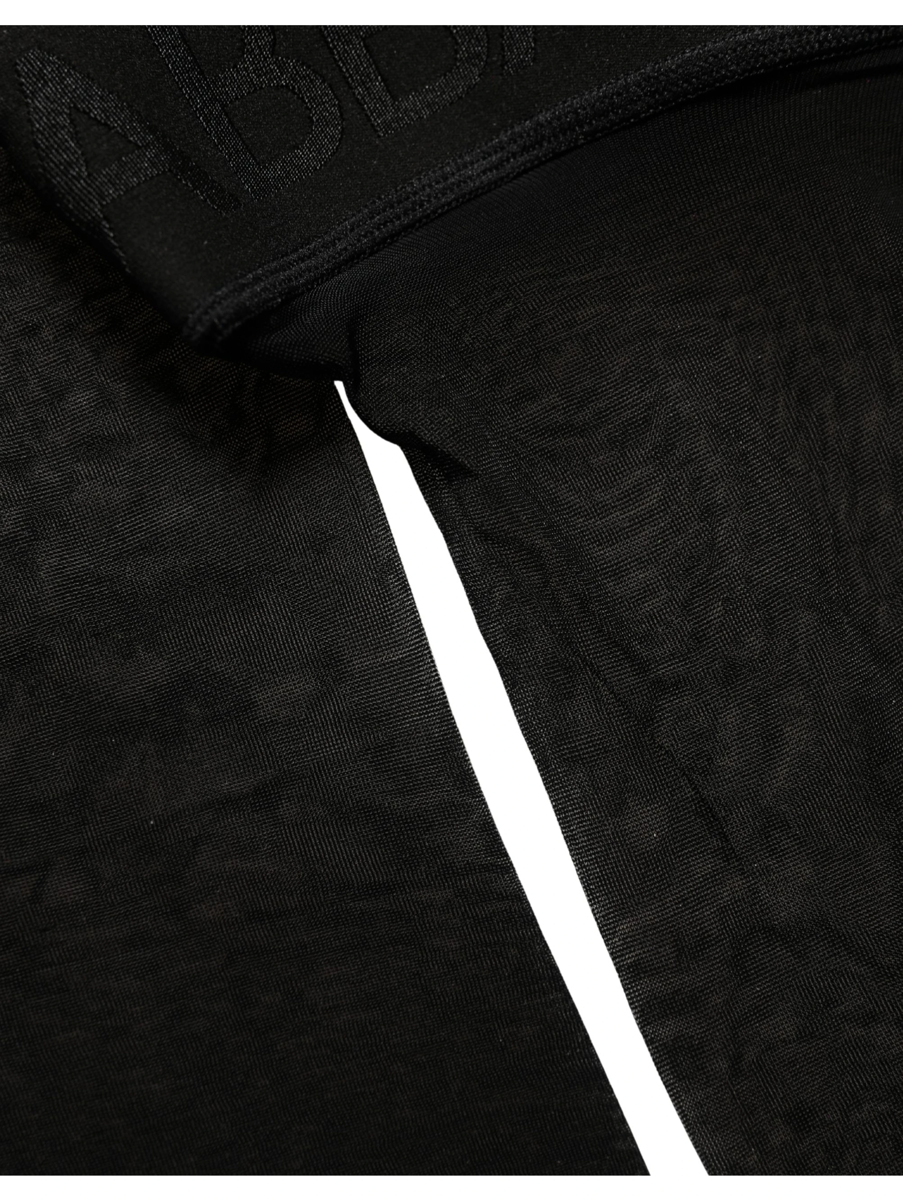 Black Nylon Logo Calf Long Women Accessory Socks