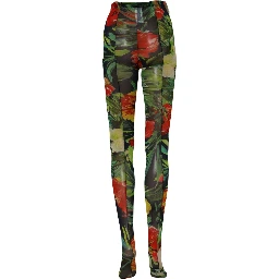 Black Floral Print Tights Sheer Stockings Socks