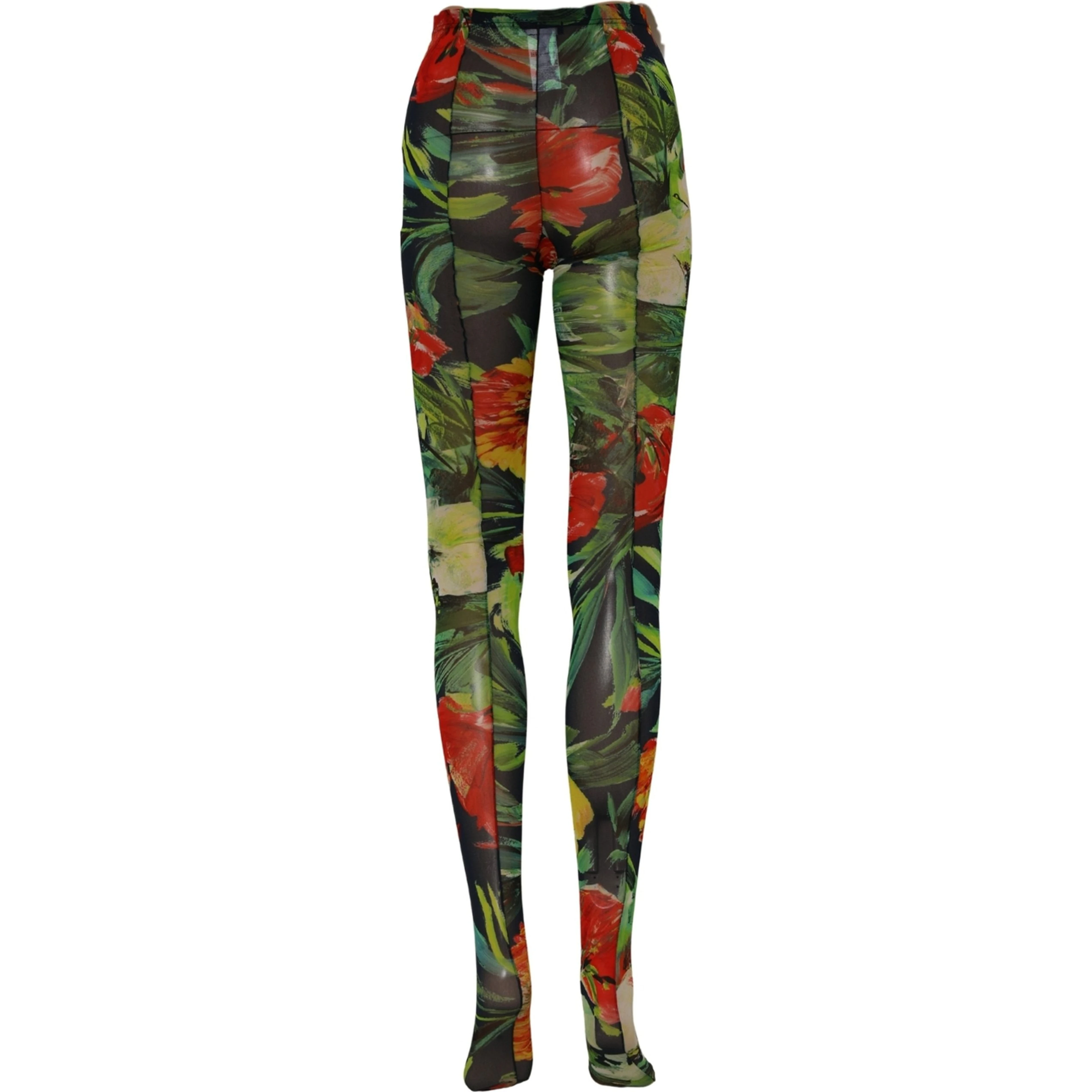Black Floral Print Tights Sheer Stockings Socks