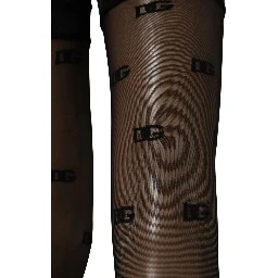 Black Sheer Logo Monogram Tights Stockings Socks