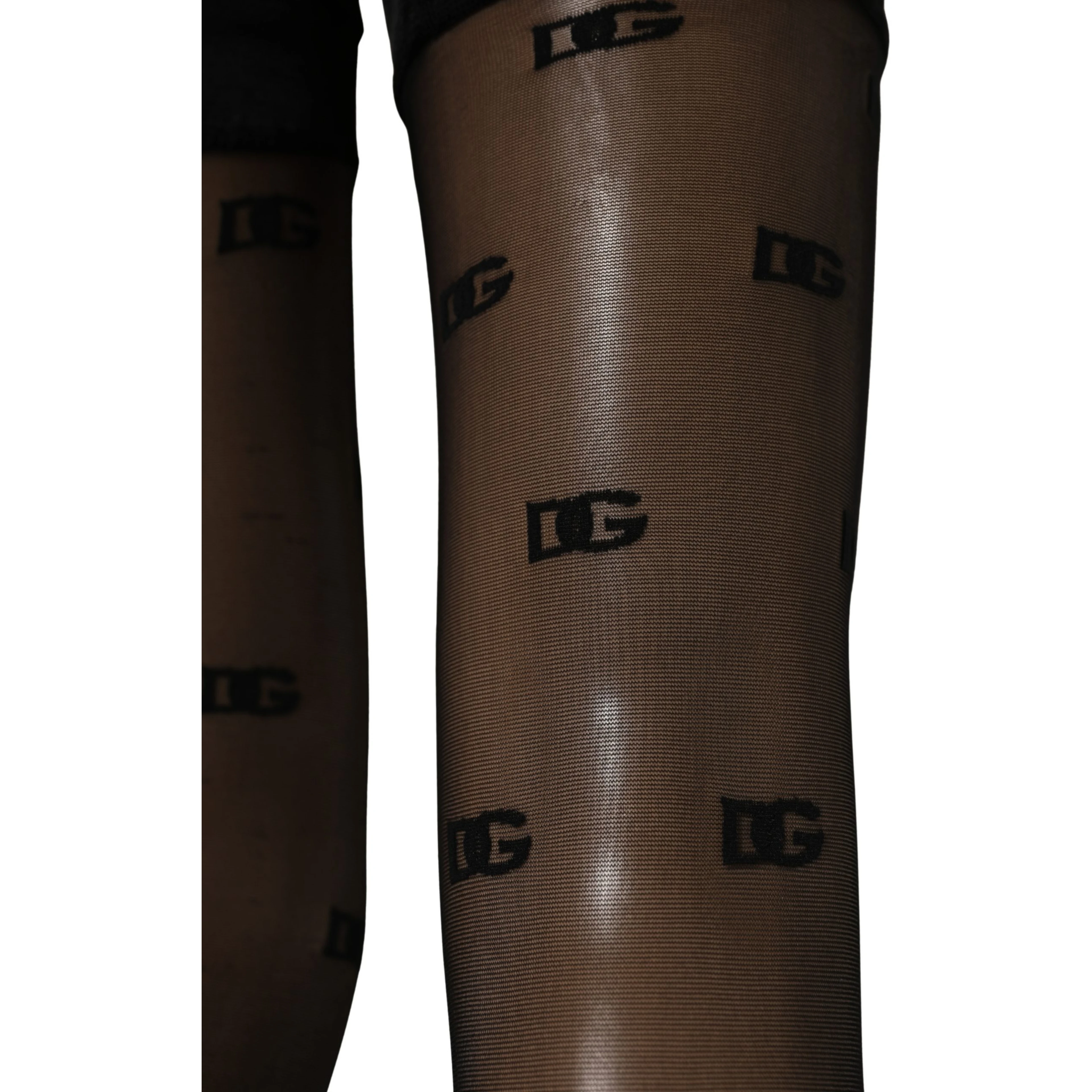 Black Sheer Logo Monogram Tights Stockings Socks