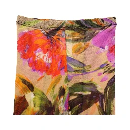 Beige Floral Print Tights Sheer Stockings Socks