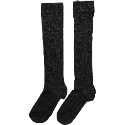 Black Wool Knit Calf Long Women Accessory Socks