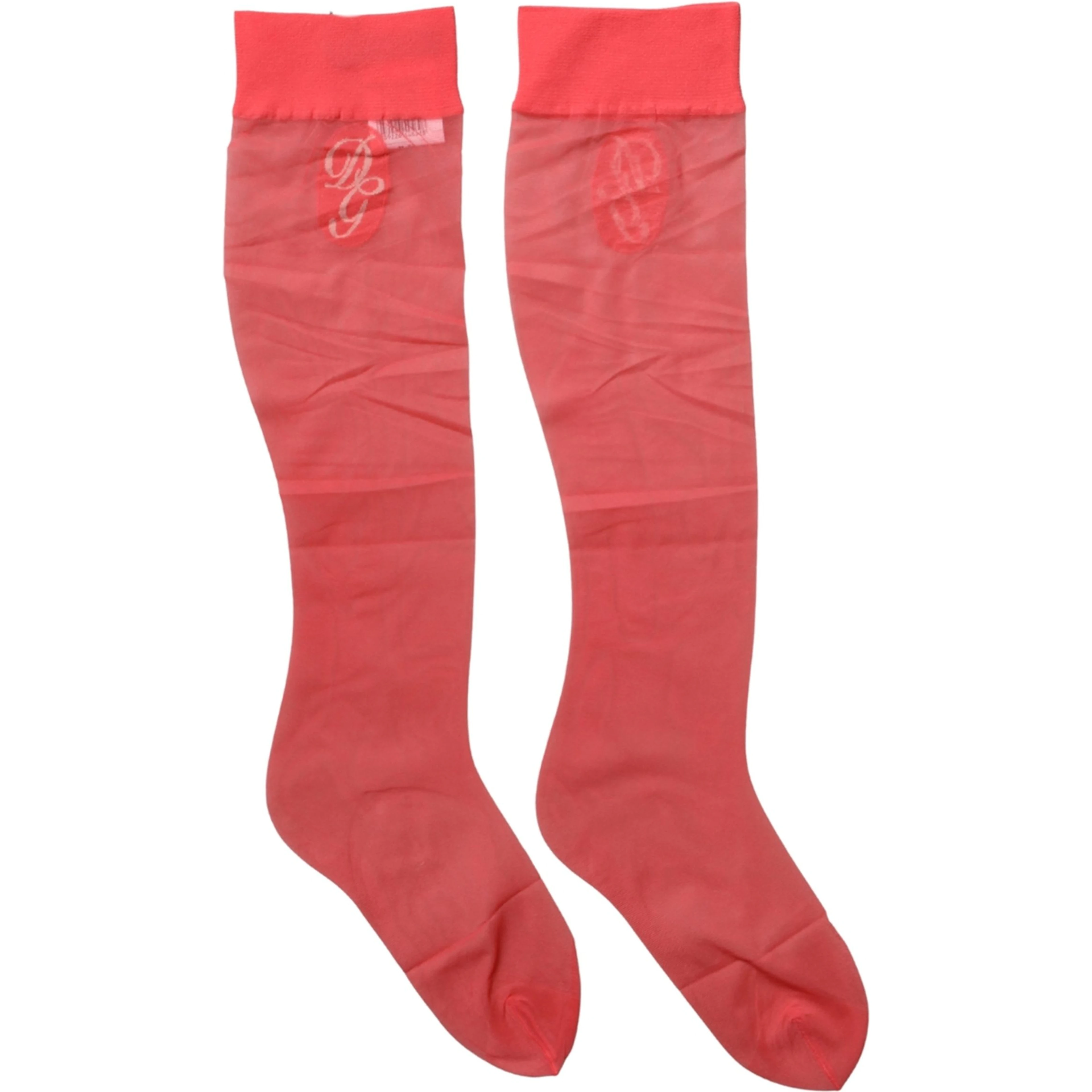 Red Nylon Mesh Sheer Calf Long Accessory Socks