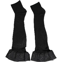 Black Nylon Logo Calf Long Women Accessory Socks