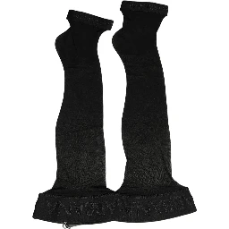 Black Nylon Logo Calf Long Women Accessory Socks