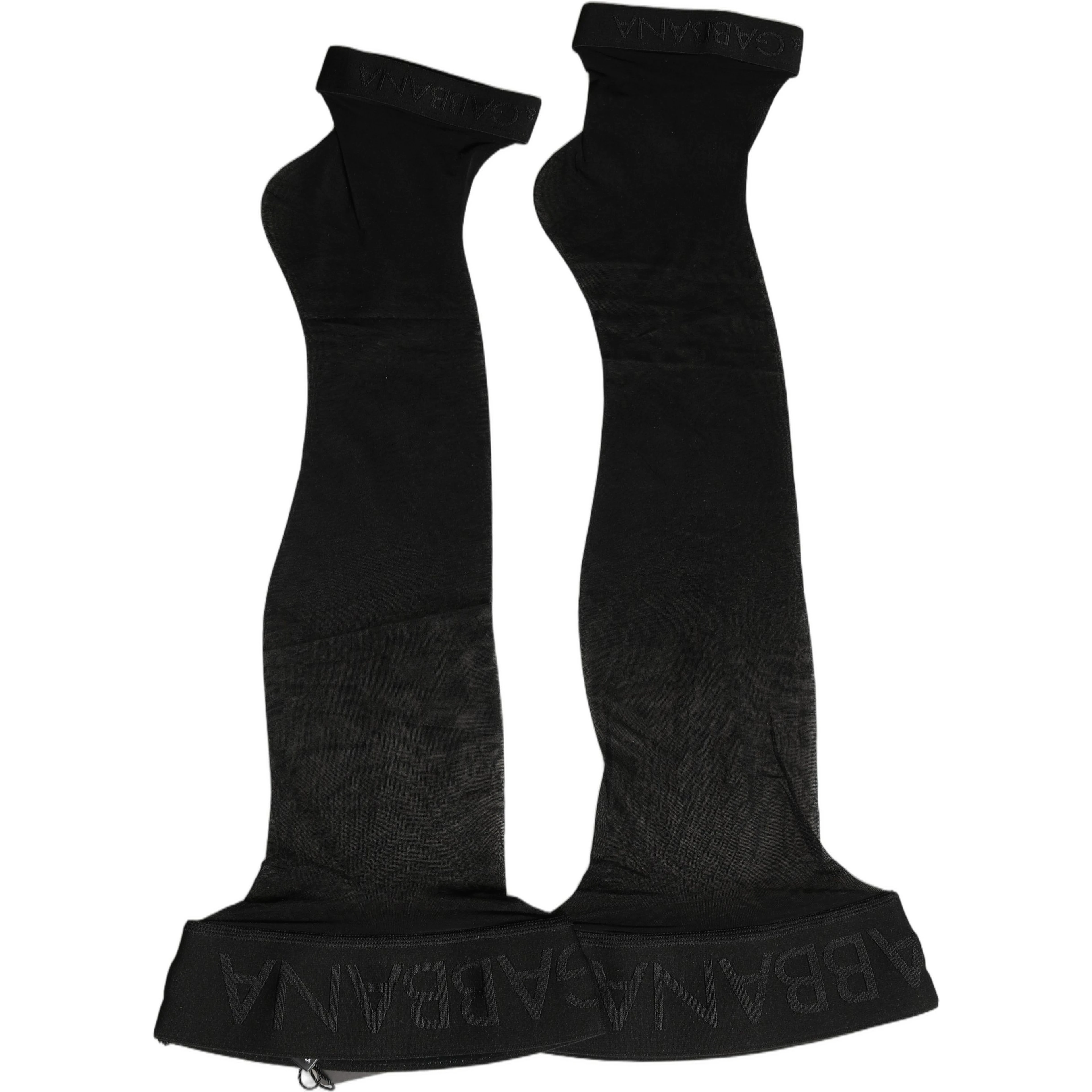 Black Nylon Logo Calf Long Women Accessory Socks