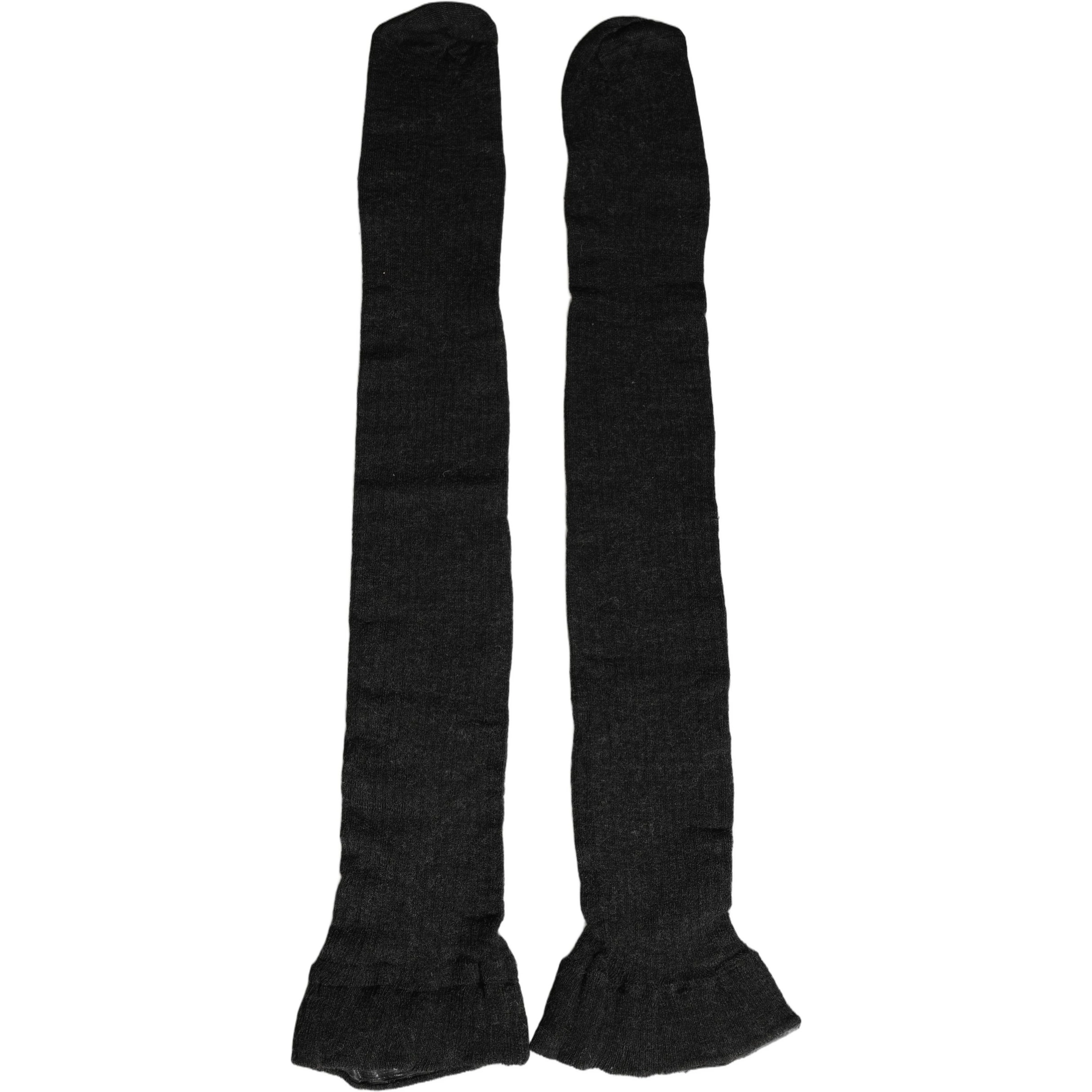 Black Wool Over Calf Long Women Accessory Socks