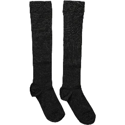 Black Wool Knit Calf Long Women Accessory Socks
