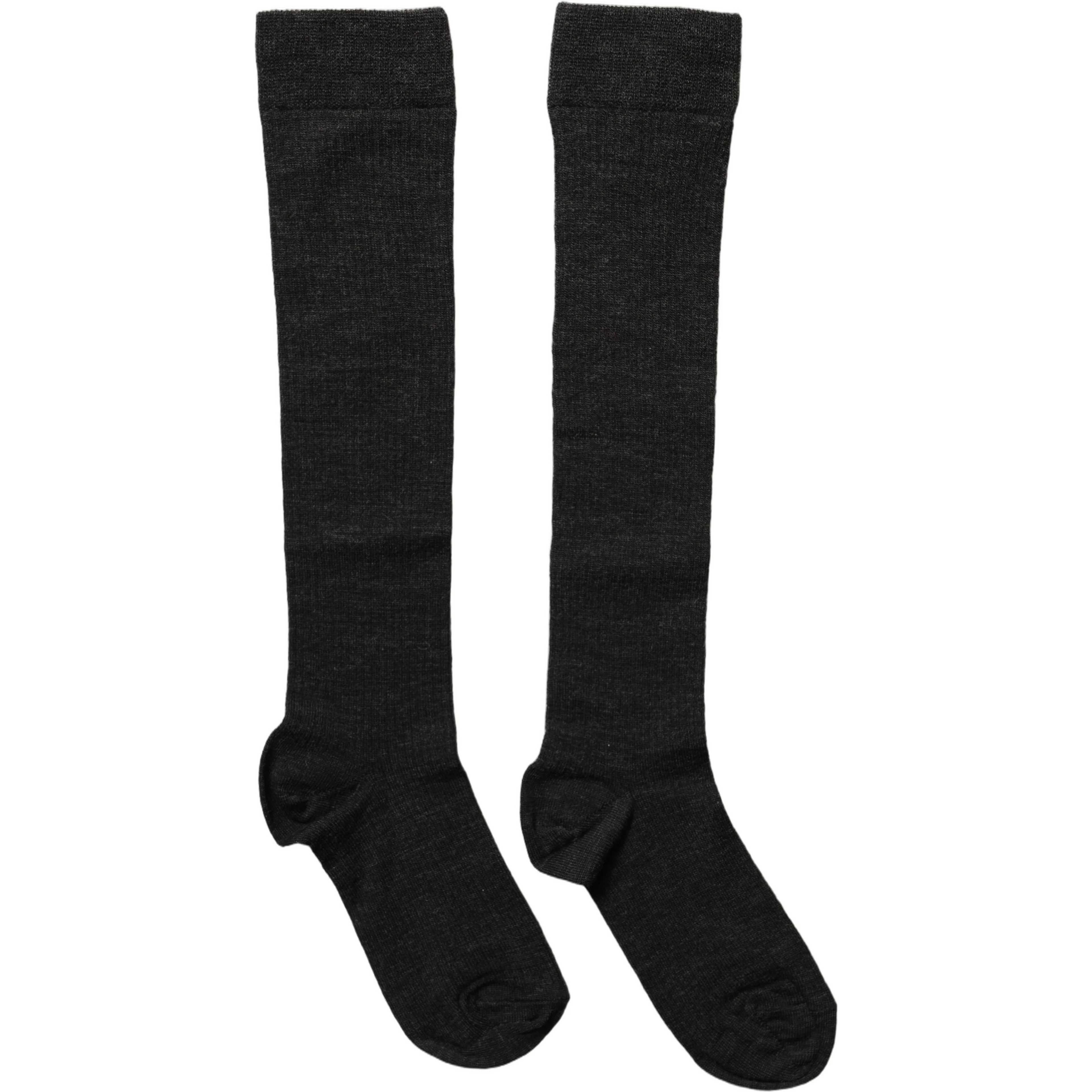 Black Wool Knit Calf Long Women Accessory Socks