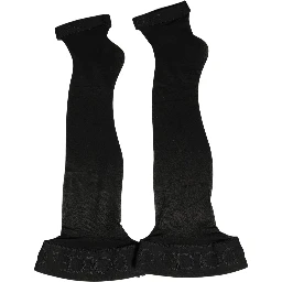Black Nylon Logo Calf Long Women Accessory Socks