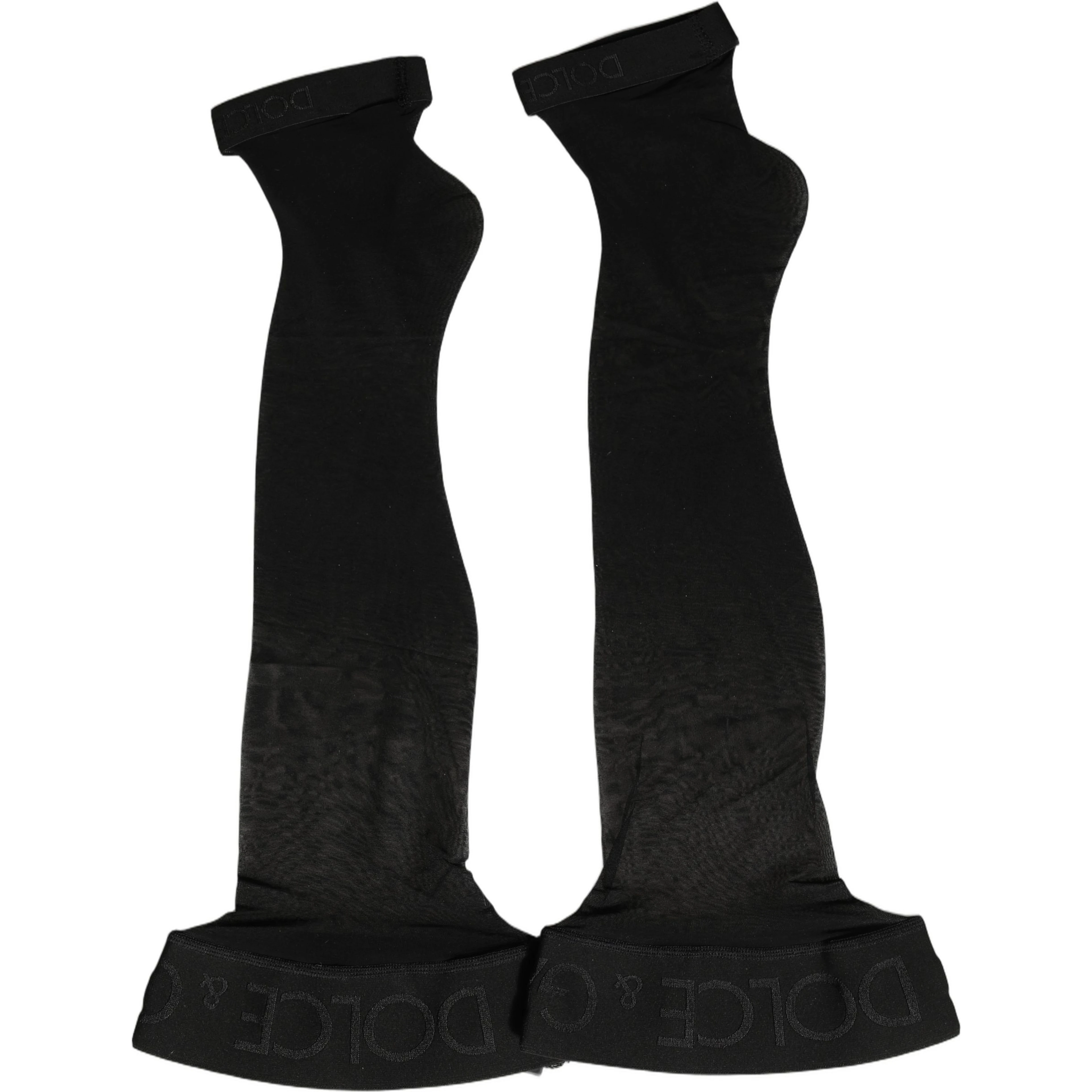 Black Nylon Logo Calf Long Women Accessory Socks