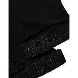Black Nylon Logo Calf Long Women Accessory Socks