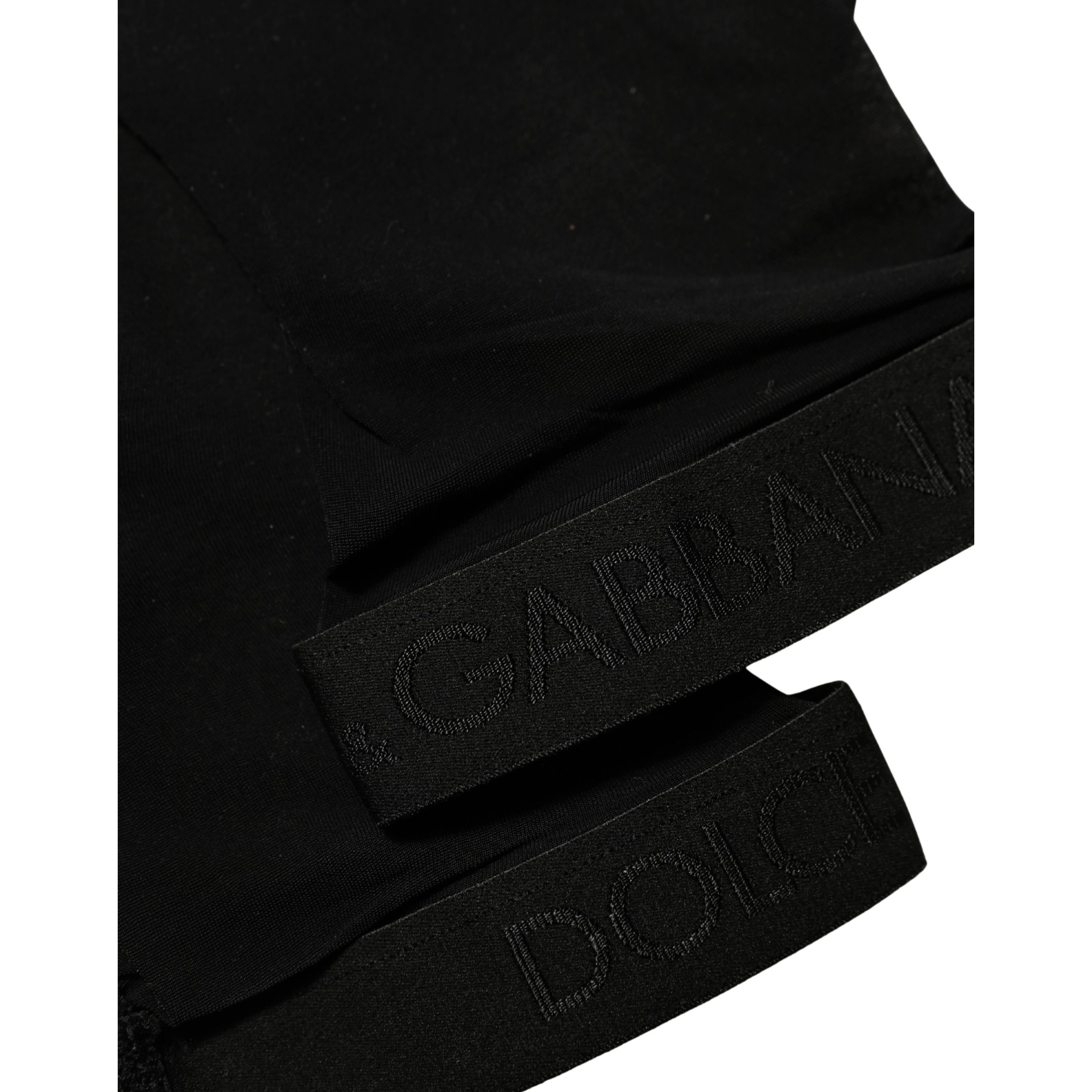 Black Nylon Logo Calf Long Women Accessory Socks