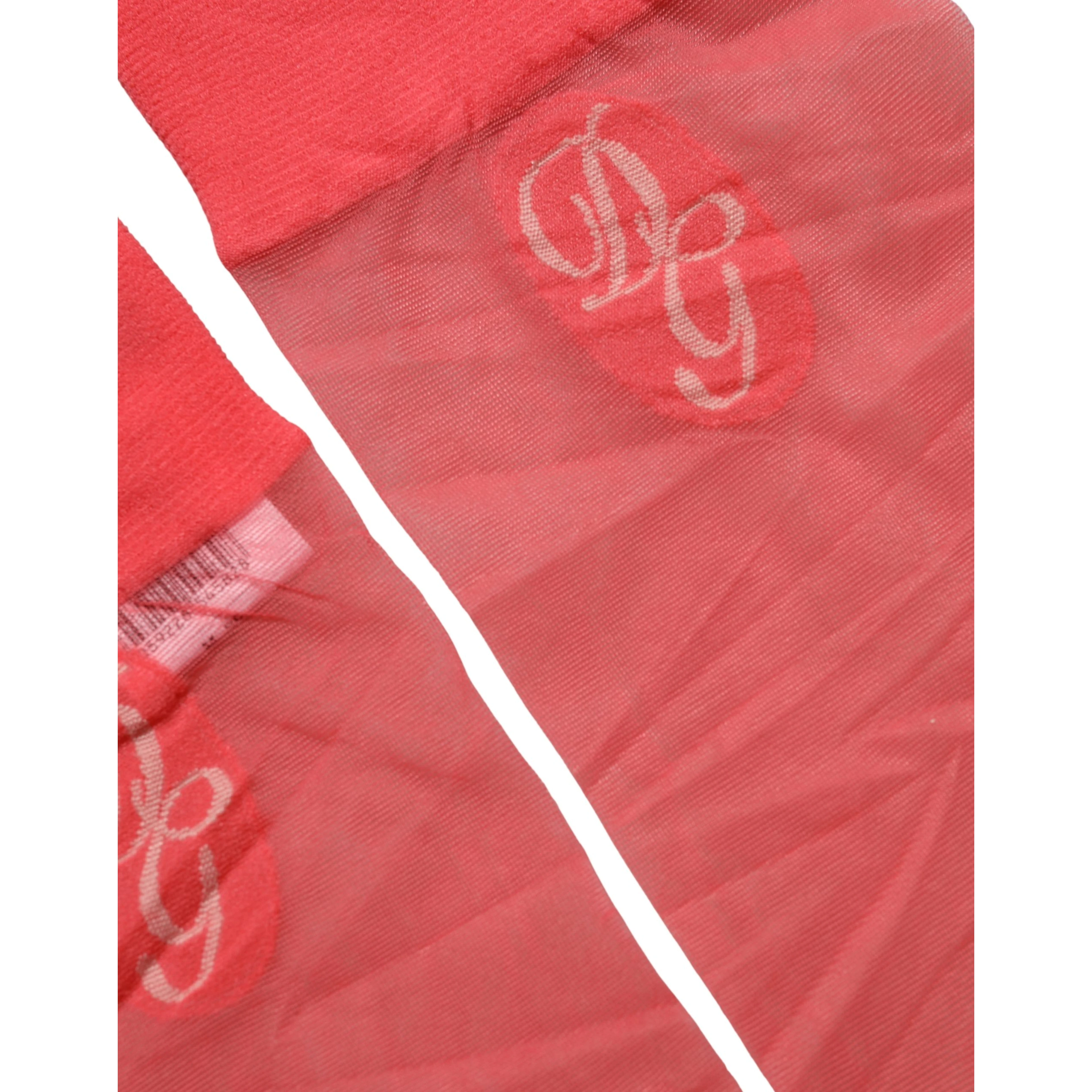 Red Nylon Mesh Sheer Calf Long Accessory Socks