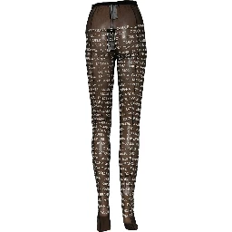 Black White All Over Print Sheer Stretch Tights Socks
